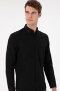 Men's Black Long Sleeve Basic Shirt