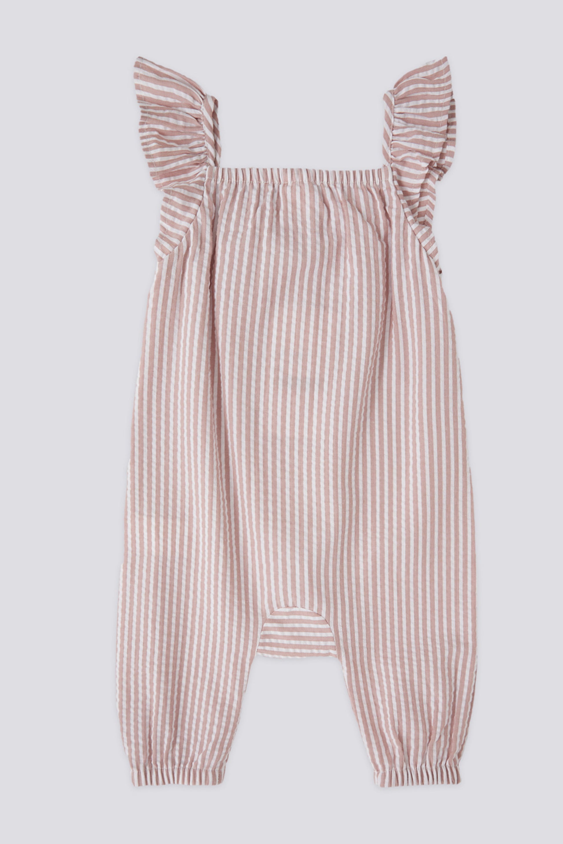 Baby Girl Mink Striped Sleeve Detailed Jumpsuit Bandana Set of 2