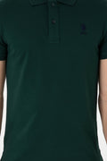 Men's Slim Fit Polo Neck Dark Green Basic T-Shirt