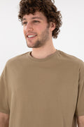 Men's Oversize Fit Crew Neck Khaki T-shirt