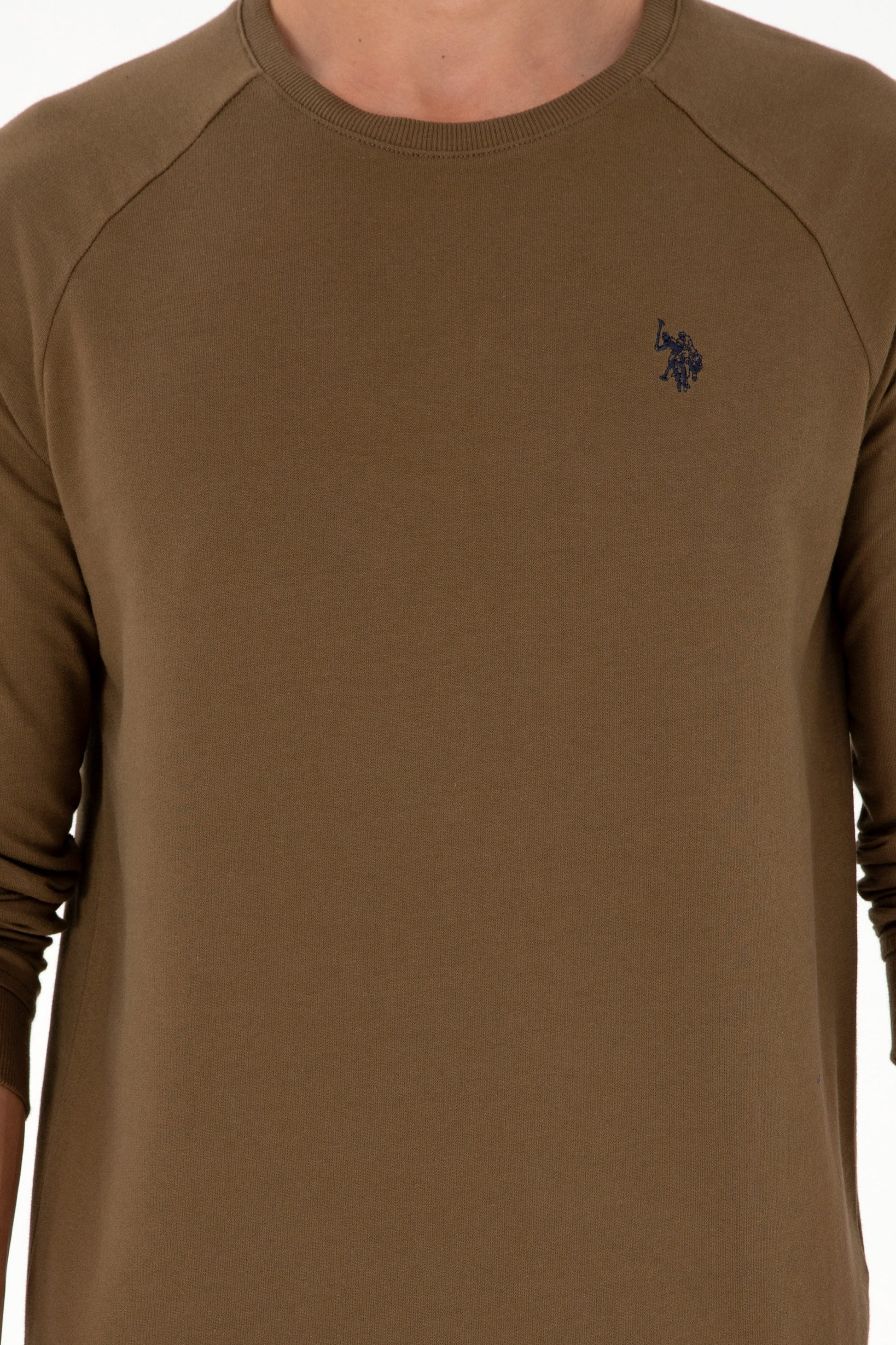 Men's Regular Fit Crew Neck Khaki Basic Sweatshirt