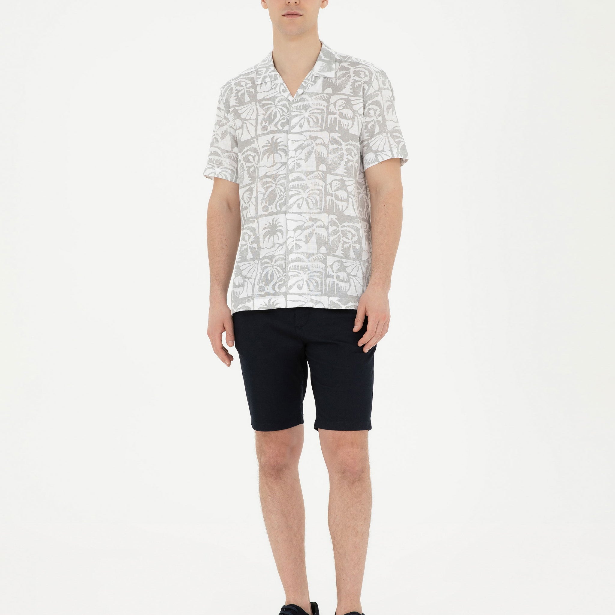 Navy Blue Slim Fit Woven Shorts