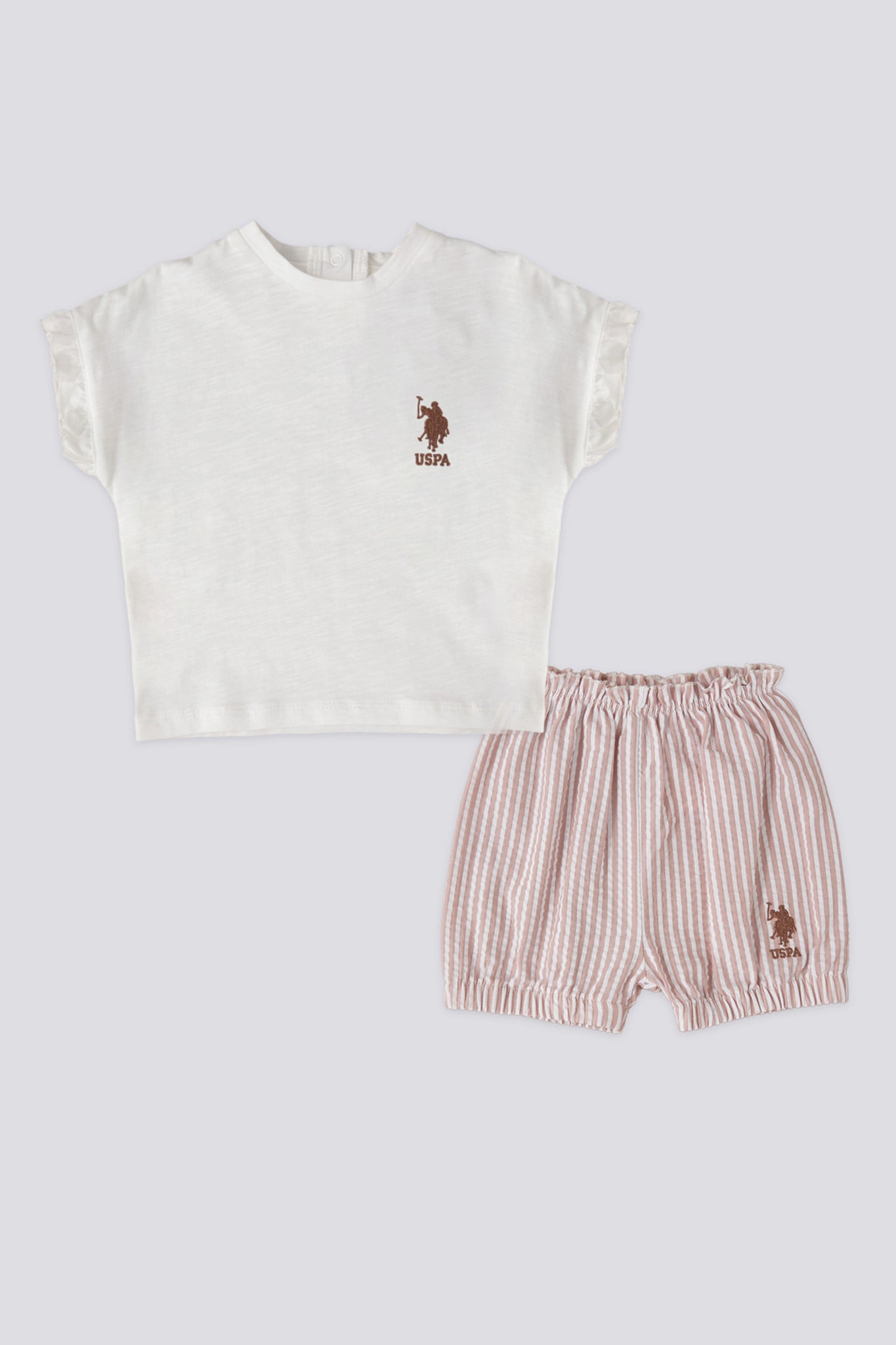 Baby Girl Striped 2-Piece Short Sleeve T-Shirt Set