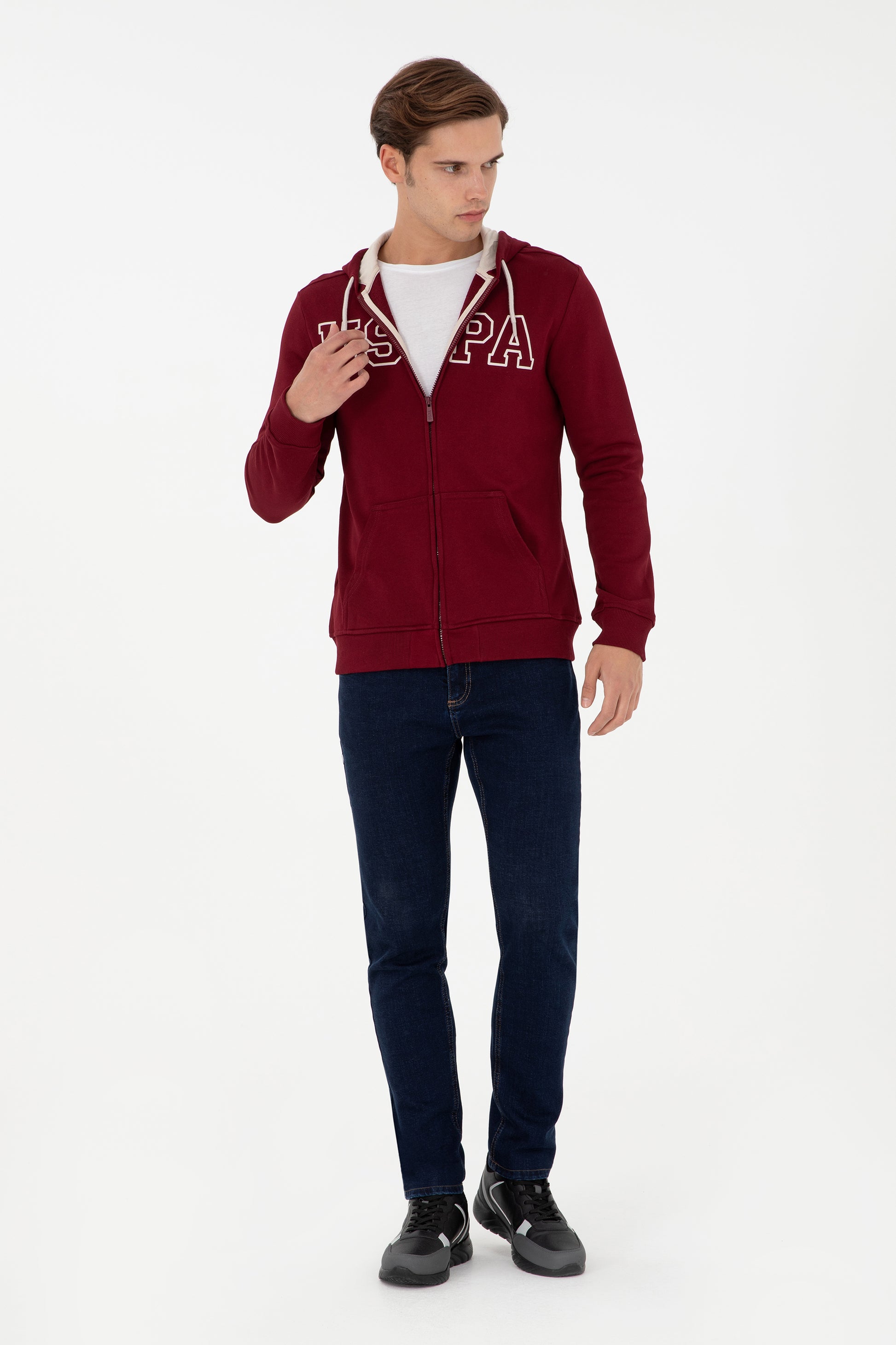 Men's Burgundy Knitted Cardigan