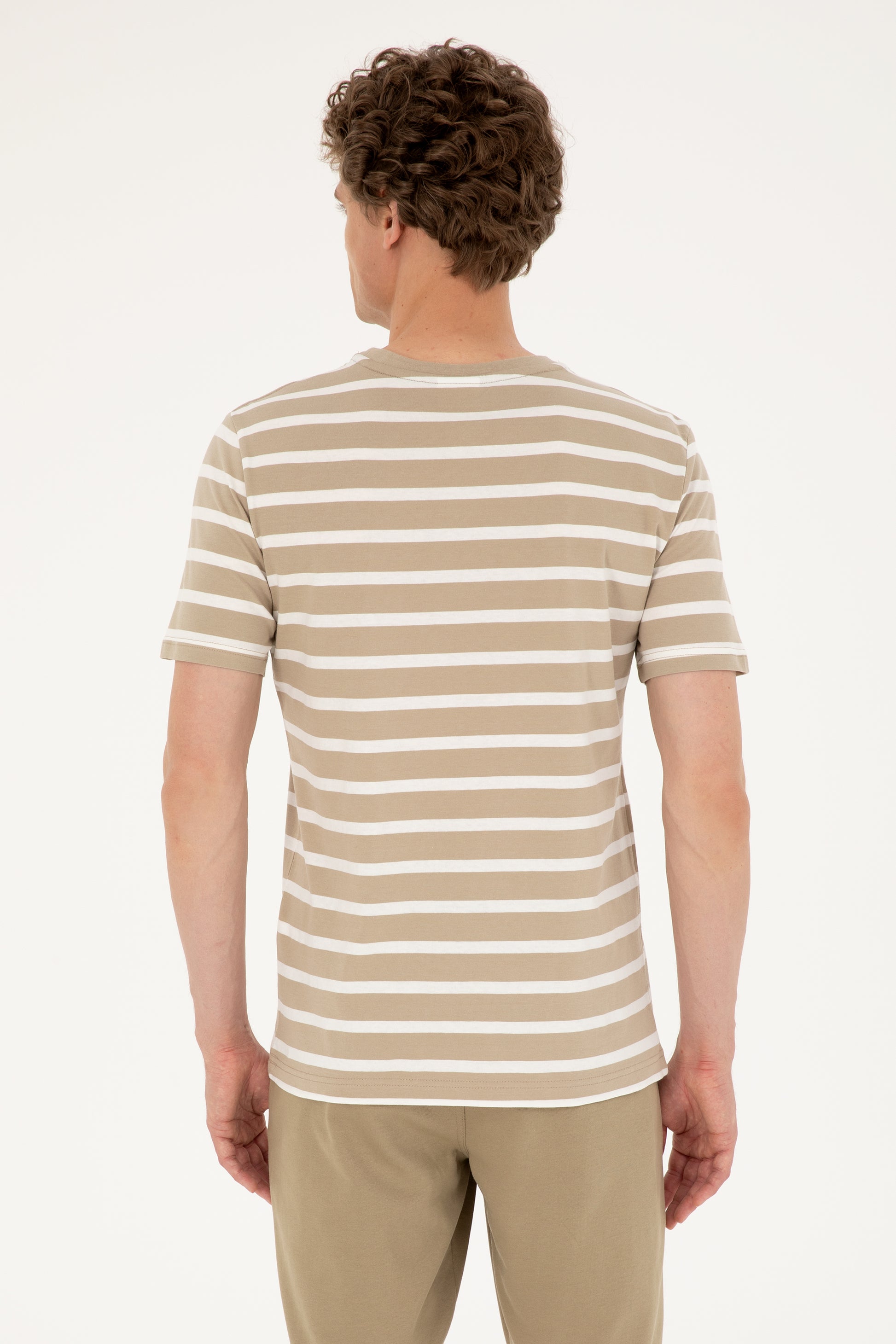 Men's Regular Fit Crew Neck Light Khaki T-Shirt