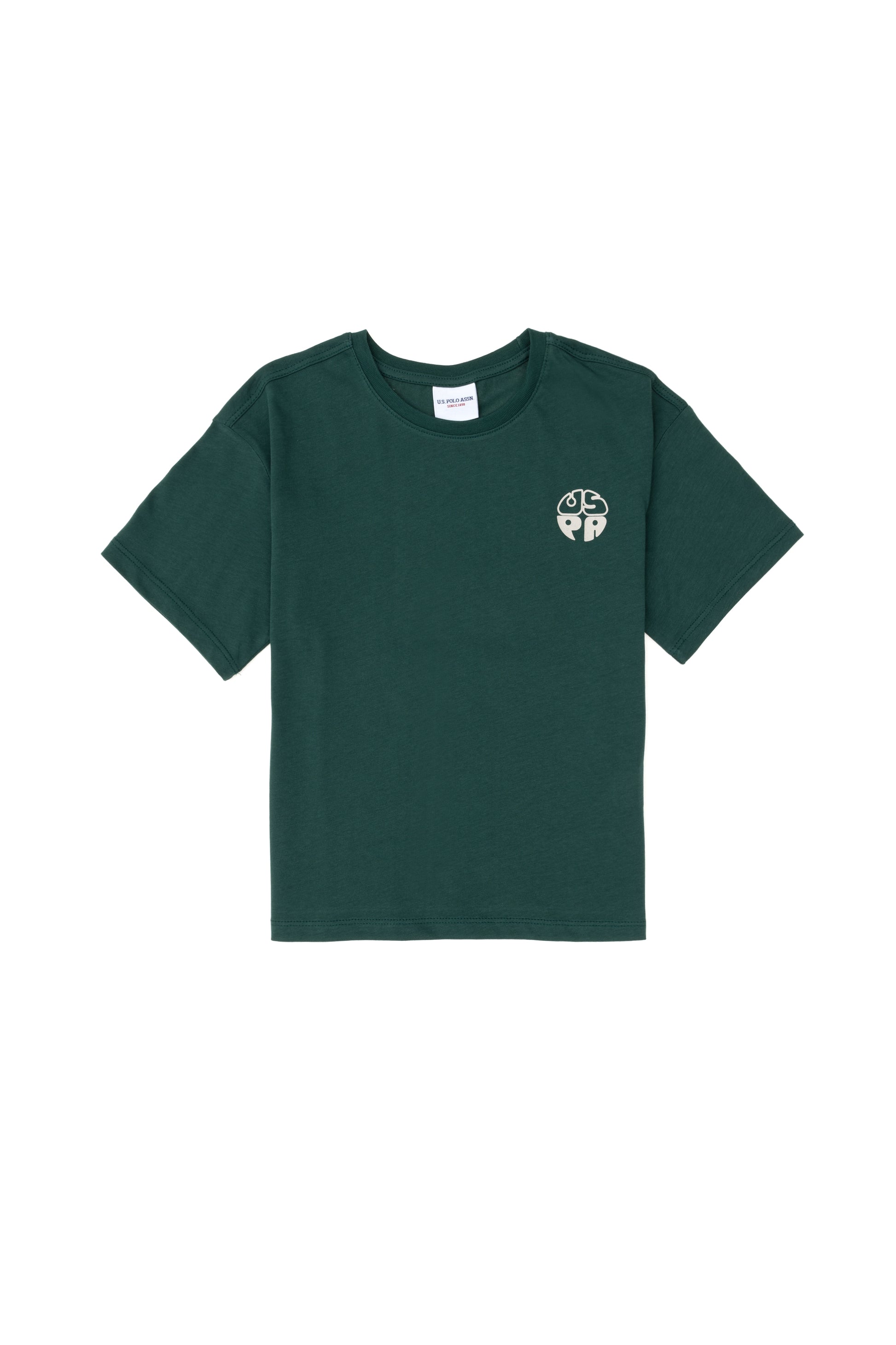 Boys' Dark Green Comfort Basic Crew Neck T-Shirt