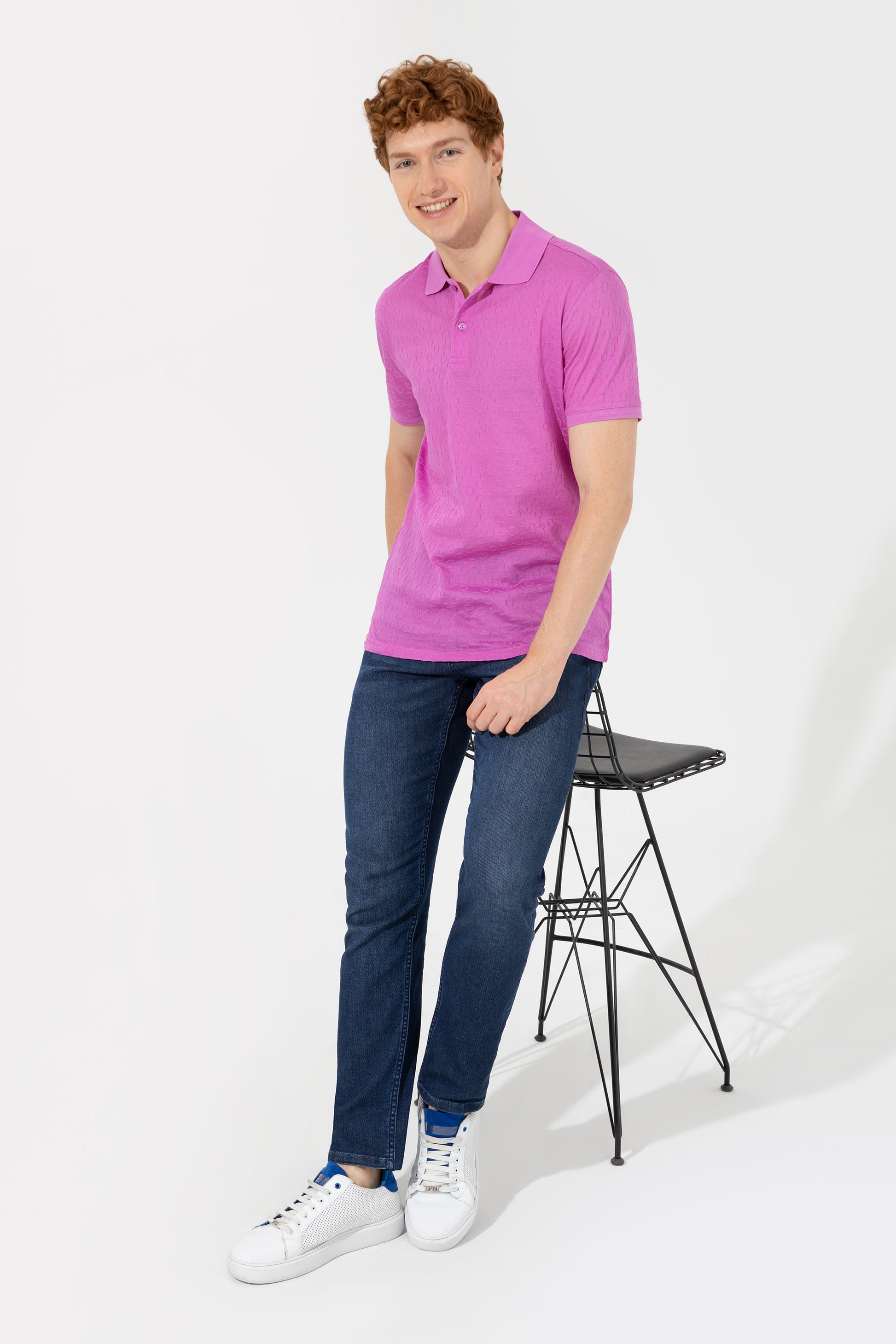 Men's Violet Polo Neck T-Shirt