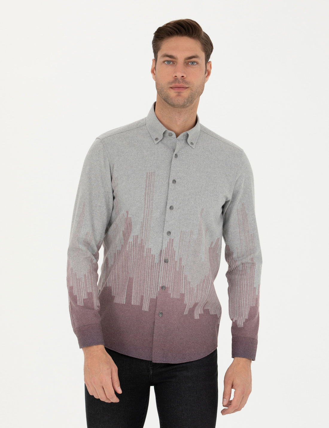 Burgundy Slim Fit Long Sleeve Shirt