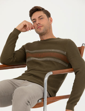 Dark Khaki Slim Fit Sweater