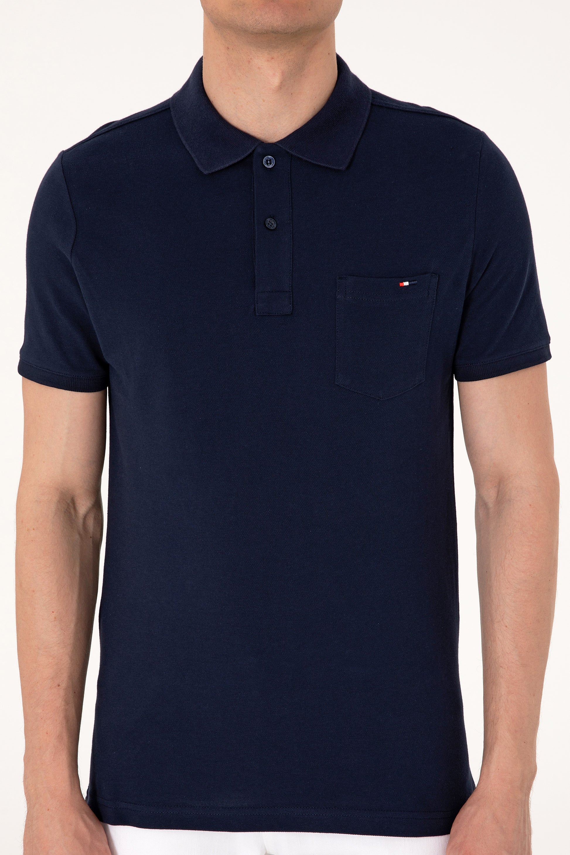 Men's Regular Fit Polo Neck Navy T-Shirt