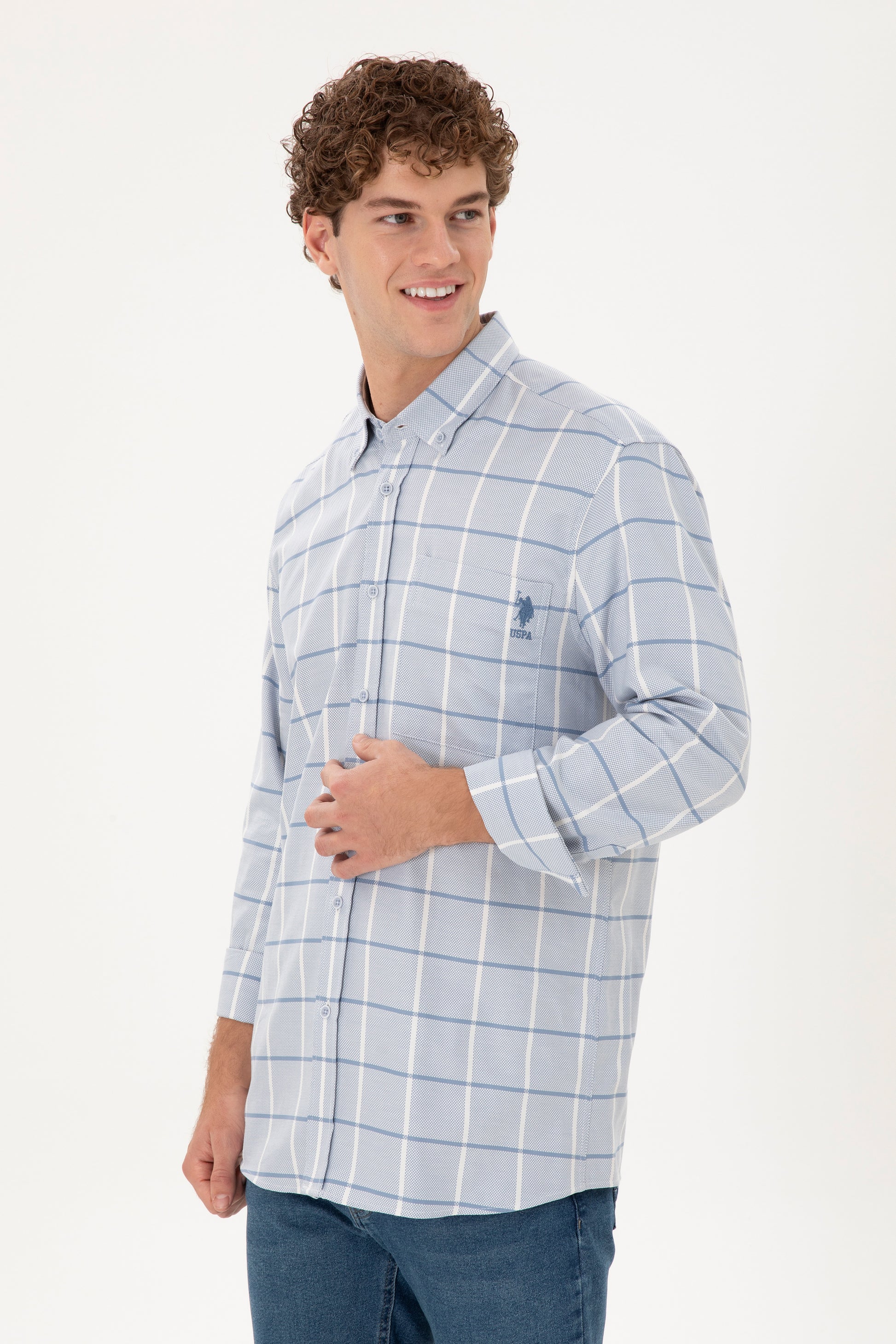 Men's Dark Blue Long Sleeve Shirt