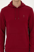 Erkek Regular Fit Kapişonlu Bordo Basic Sweatshirt