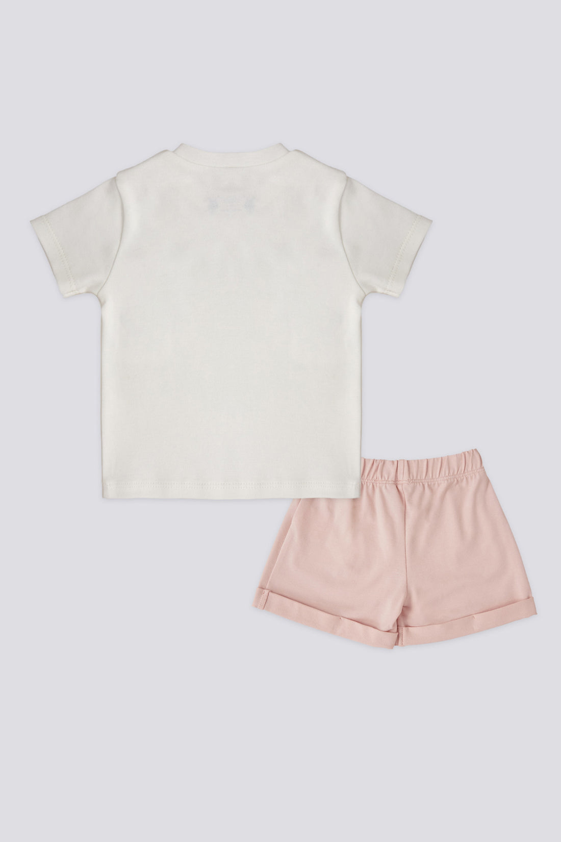 Baby Girl Light Pink Printed 2 Piece Short Sleeve T-Shirt Set