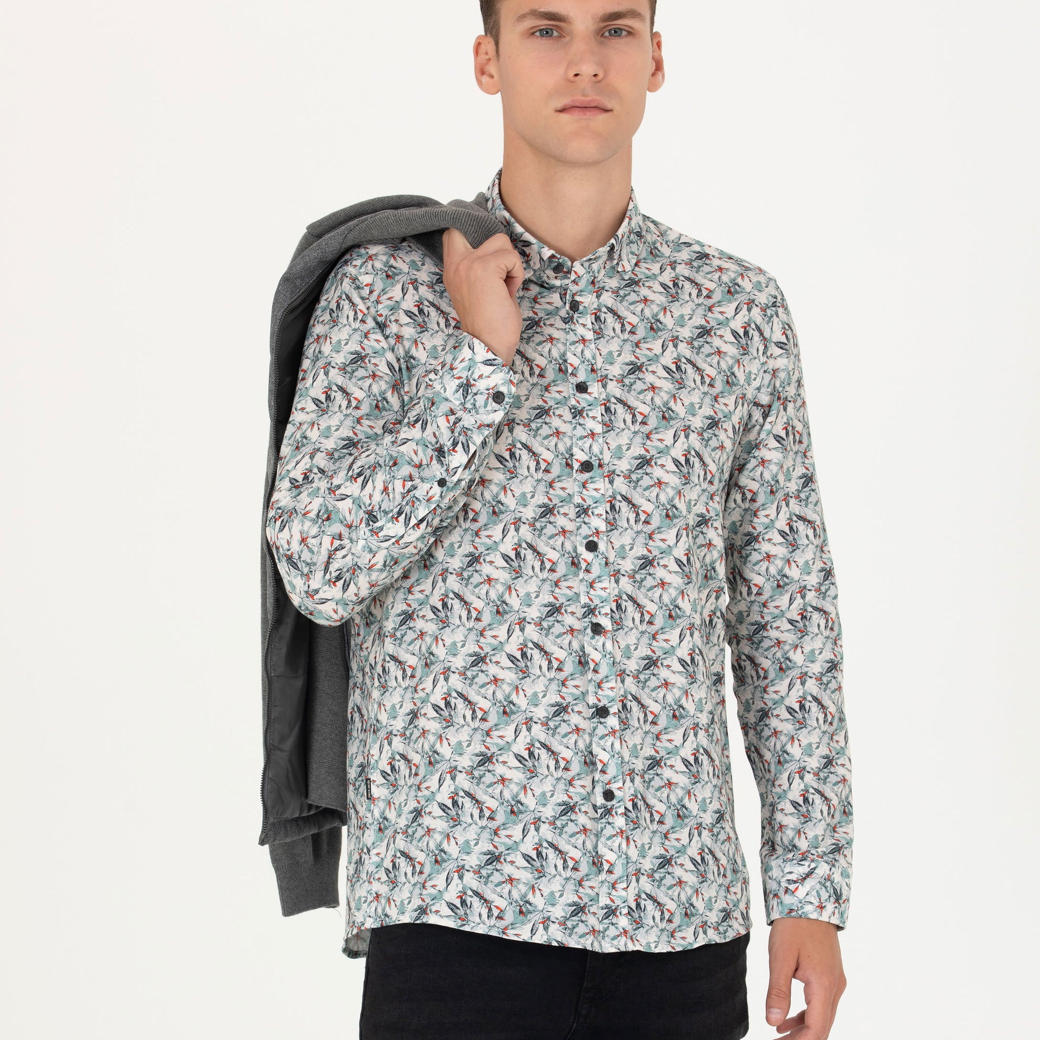 Mint Slim Fit Long Sleeve Shirt