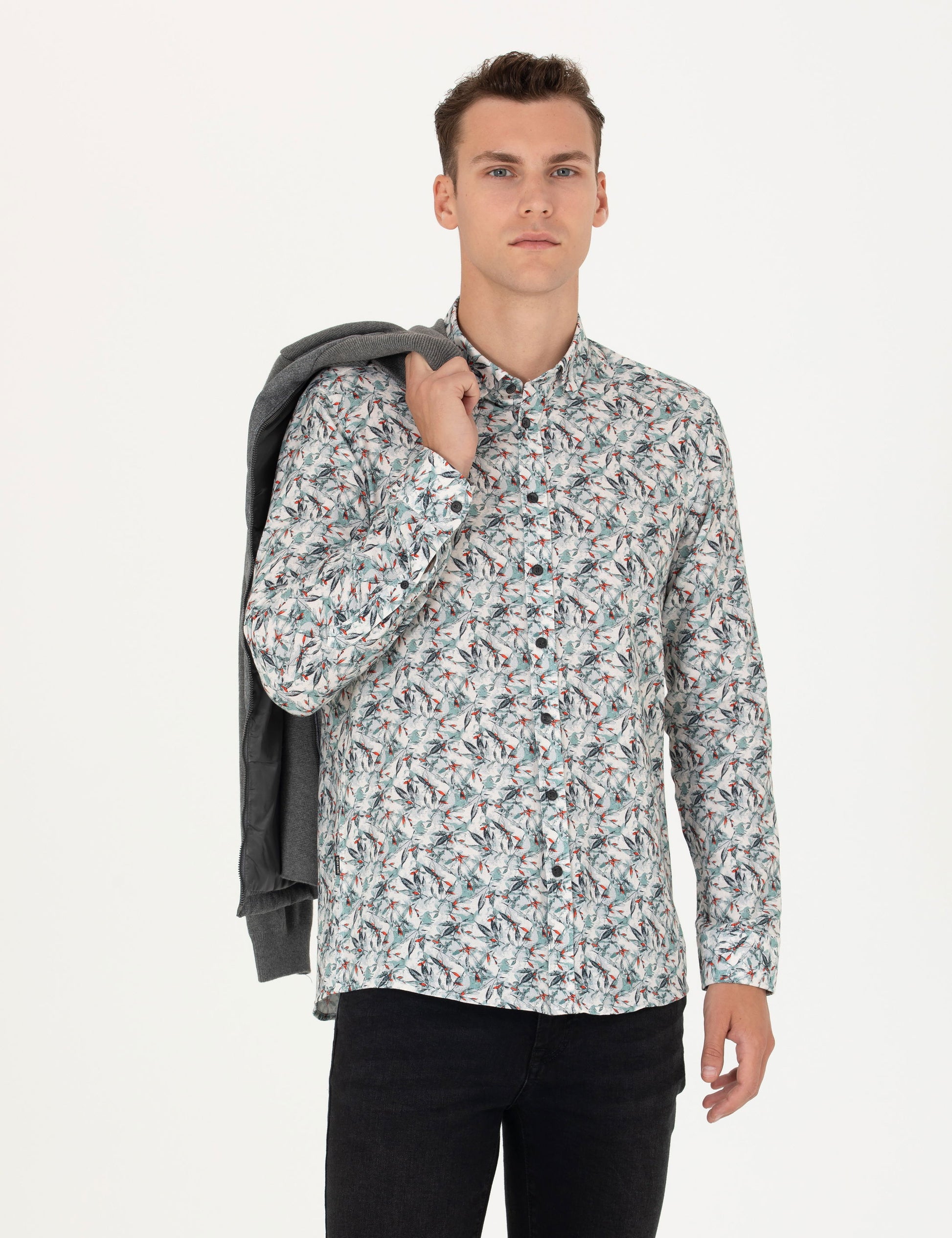 Mint Slim Fit Long Sleeve Shirt