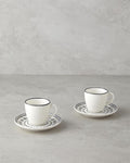 Deco Bone Porcelain 4 Pieces 2 Seater Coffee Cup Set 90 ml Black