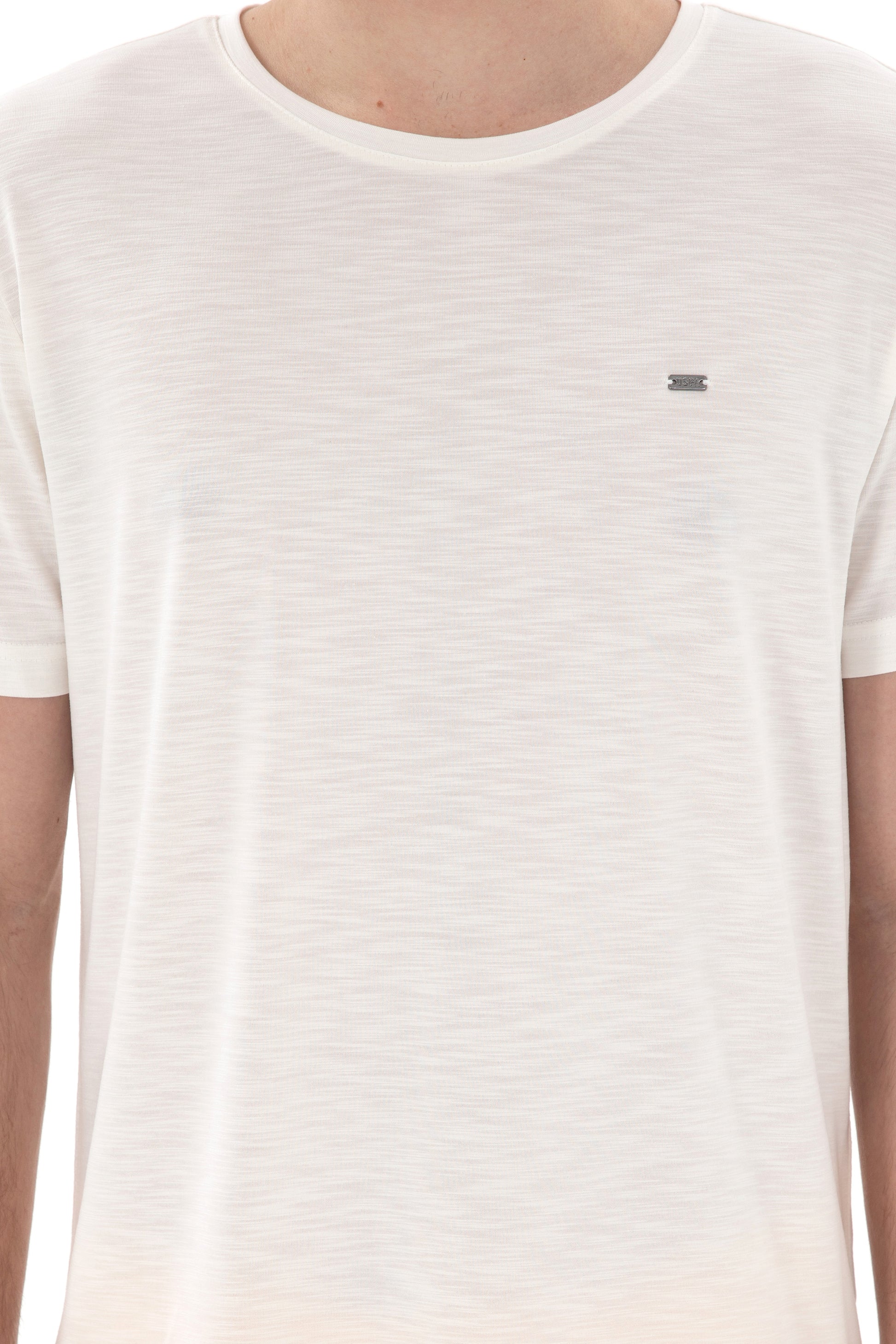 Men's Regular Fit Crew Neck Modal Ecru Basic T-Shirt