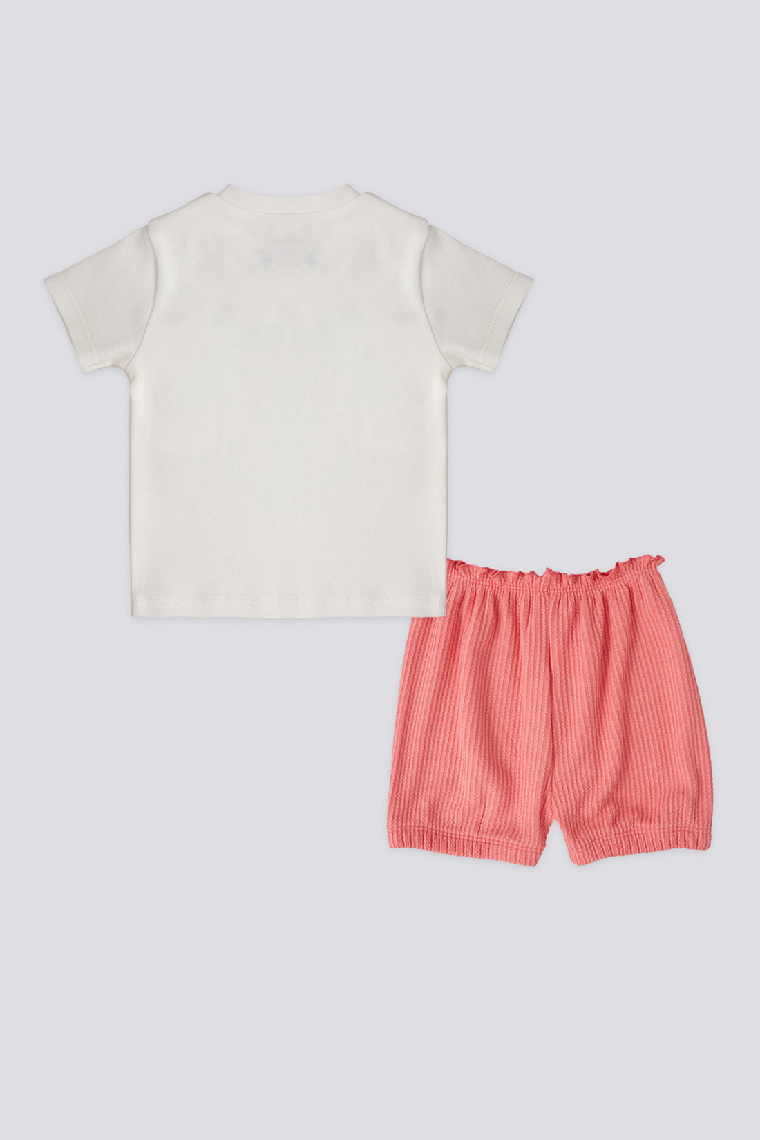 Baby Girl Salmon Ruffle 2-Piece Short Sleeve T-Shirt Set