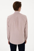 Men's Striped Camel Long Sleeve Shirt
