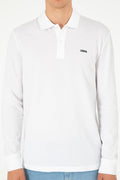 Men's Regular Fit Polo Neck White Basic Sweatshirt