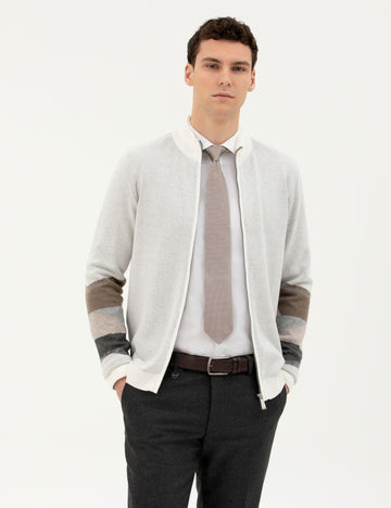 Ecru Slim Fit Knitwear Cardigan