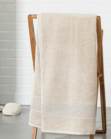 Deluxe Cotton Low Twist Bath Towel Beige