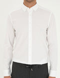 White Slim Fit Long Sleeve Shirt