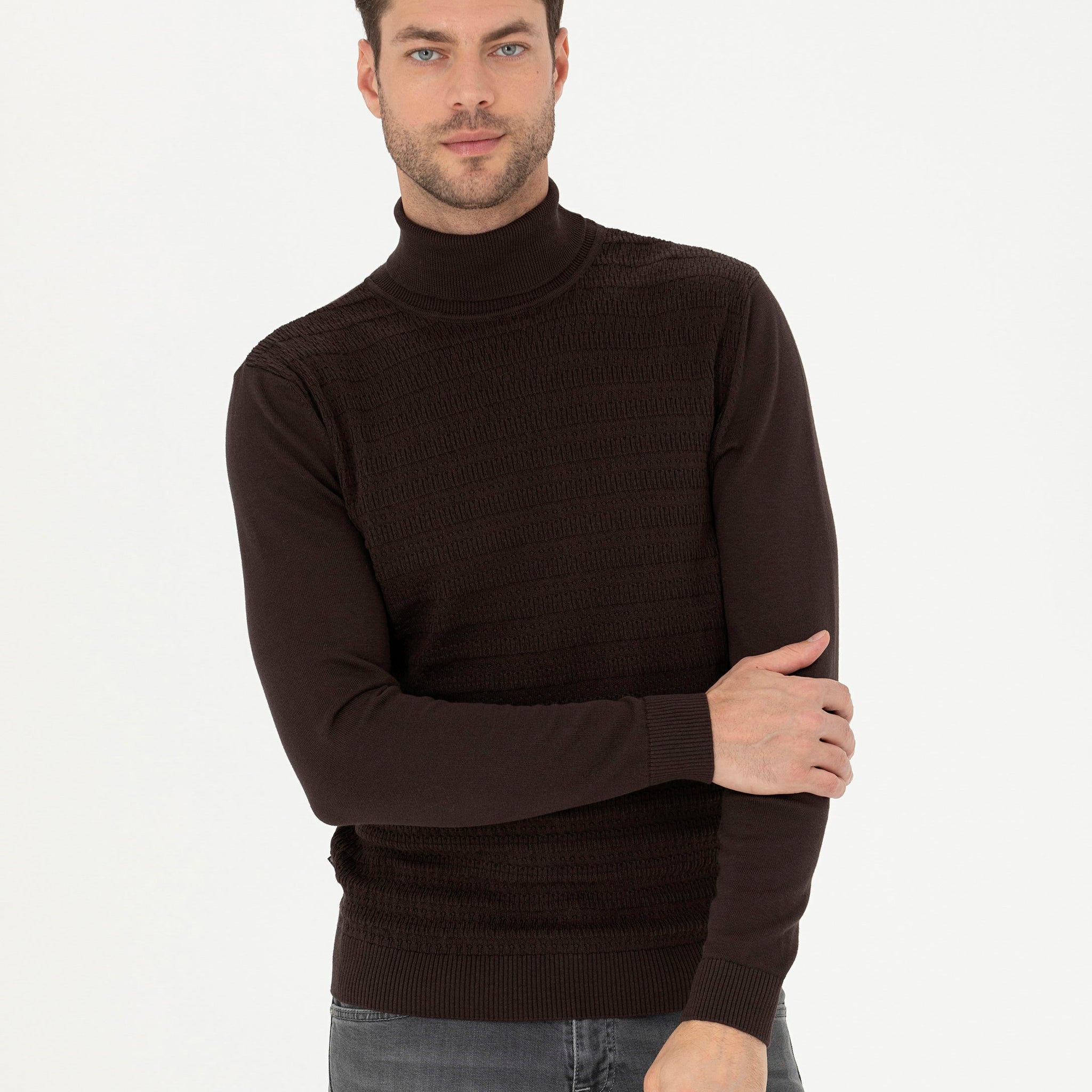 Brown Slim Fit Sweater