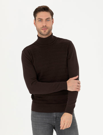 Brown Slim Fit Sweater