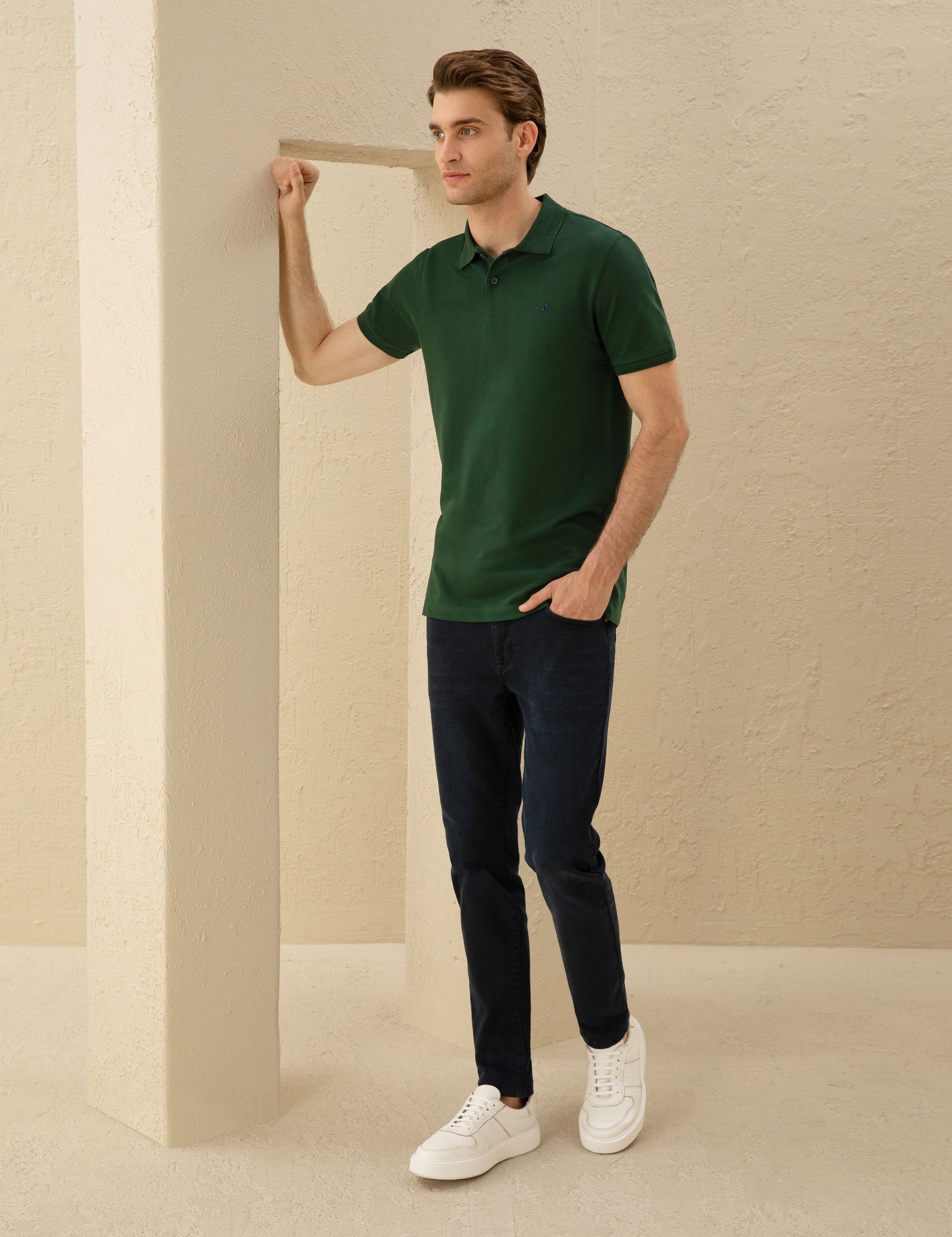 Dark Green Slim Fit Basic T-Shirt