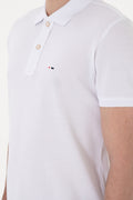 Men's Slim Fit Polo Neck White Basic T-Shirt
