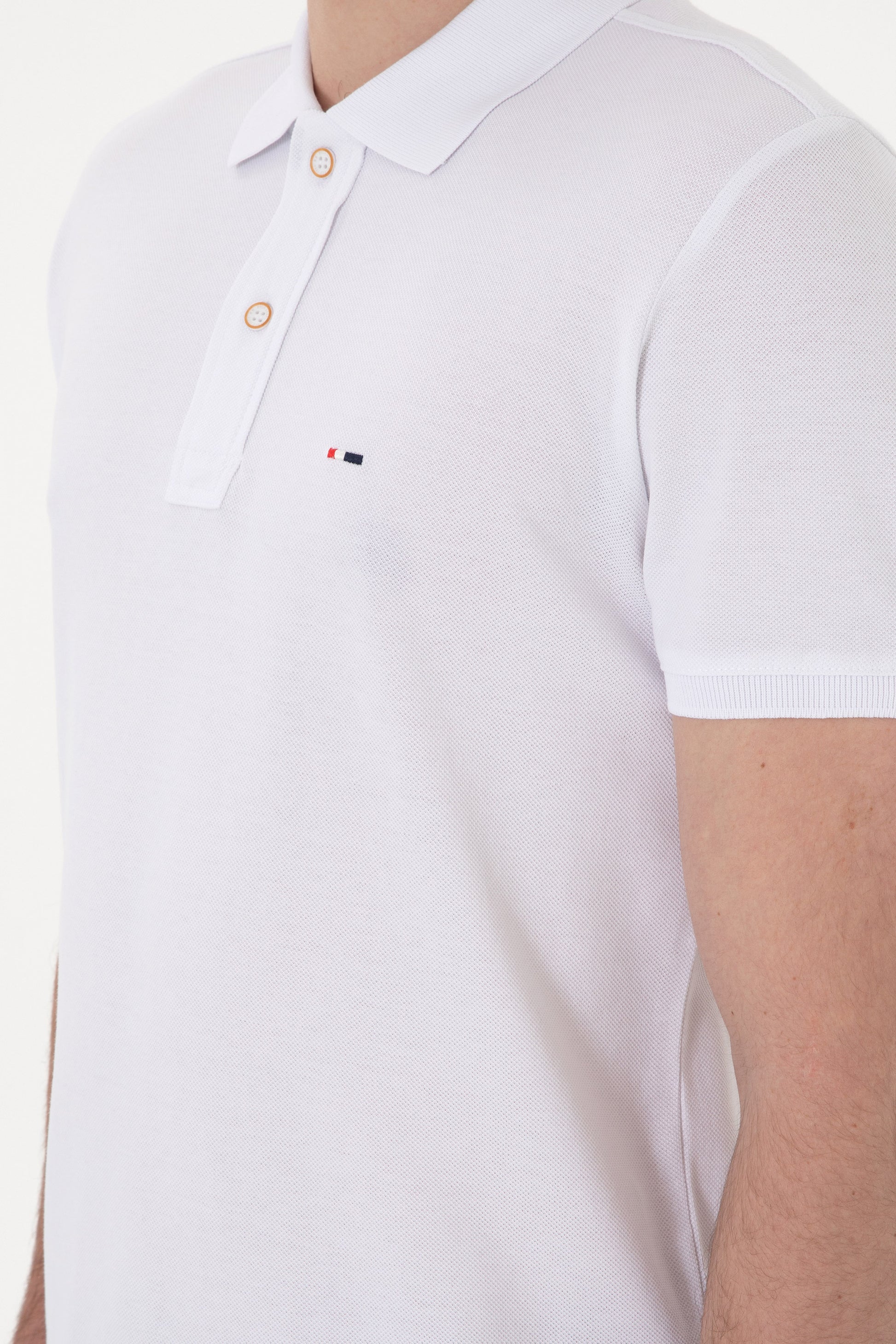 Men's Slim Fit Polo Neck White Basic T-Shirt