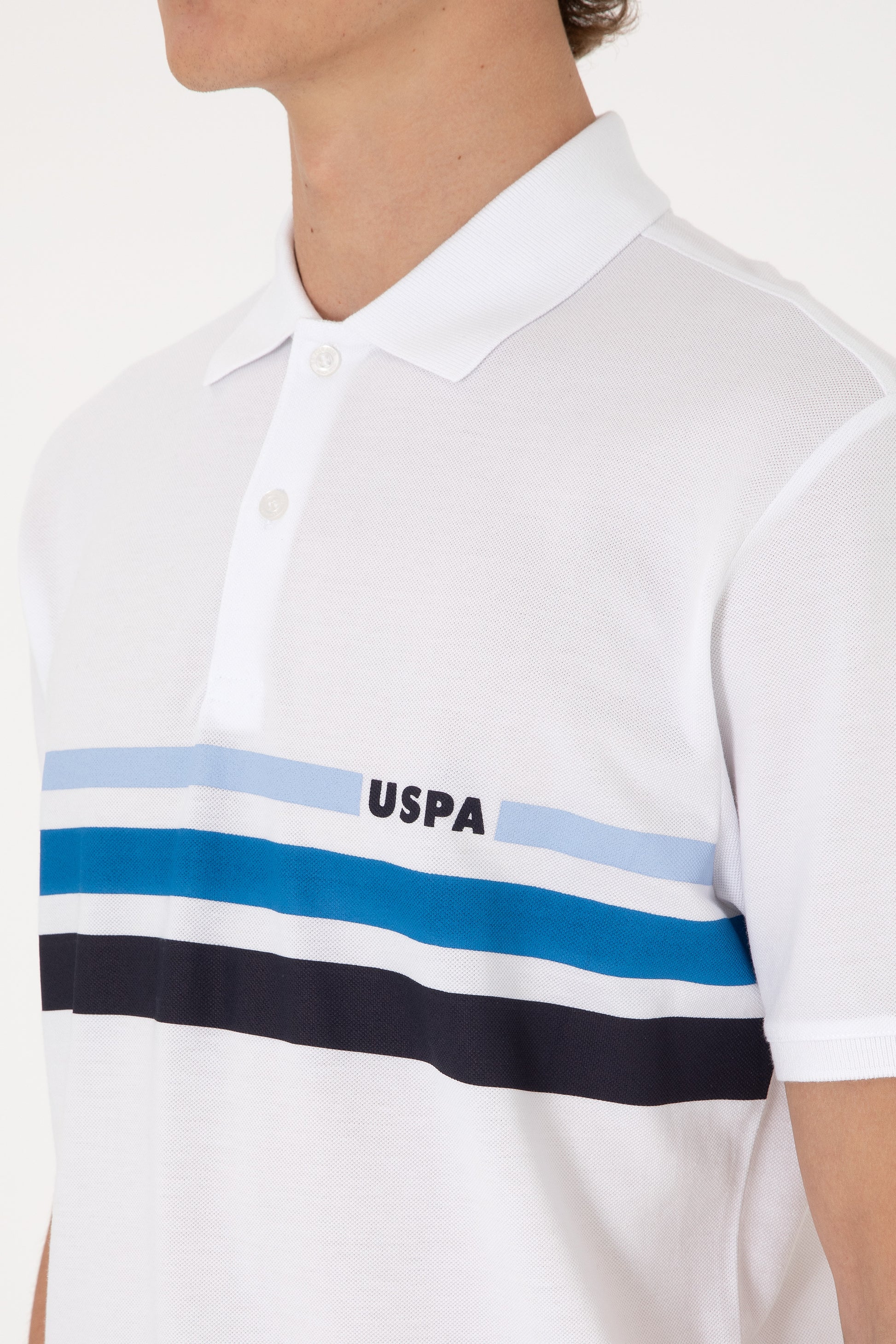 Men's Regular Fit Polo Neck White T-Shirt