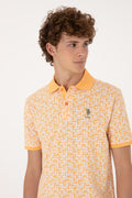 Men's Regular Fit Polo Neck Orange T-Shirt