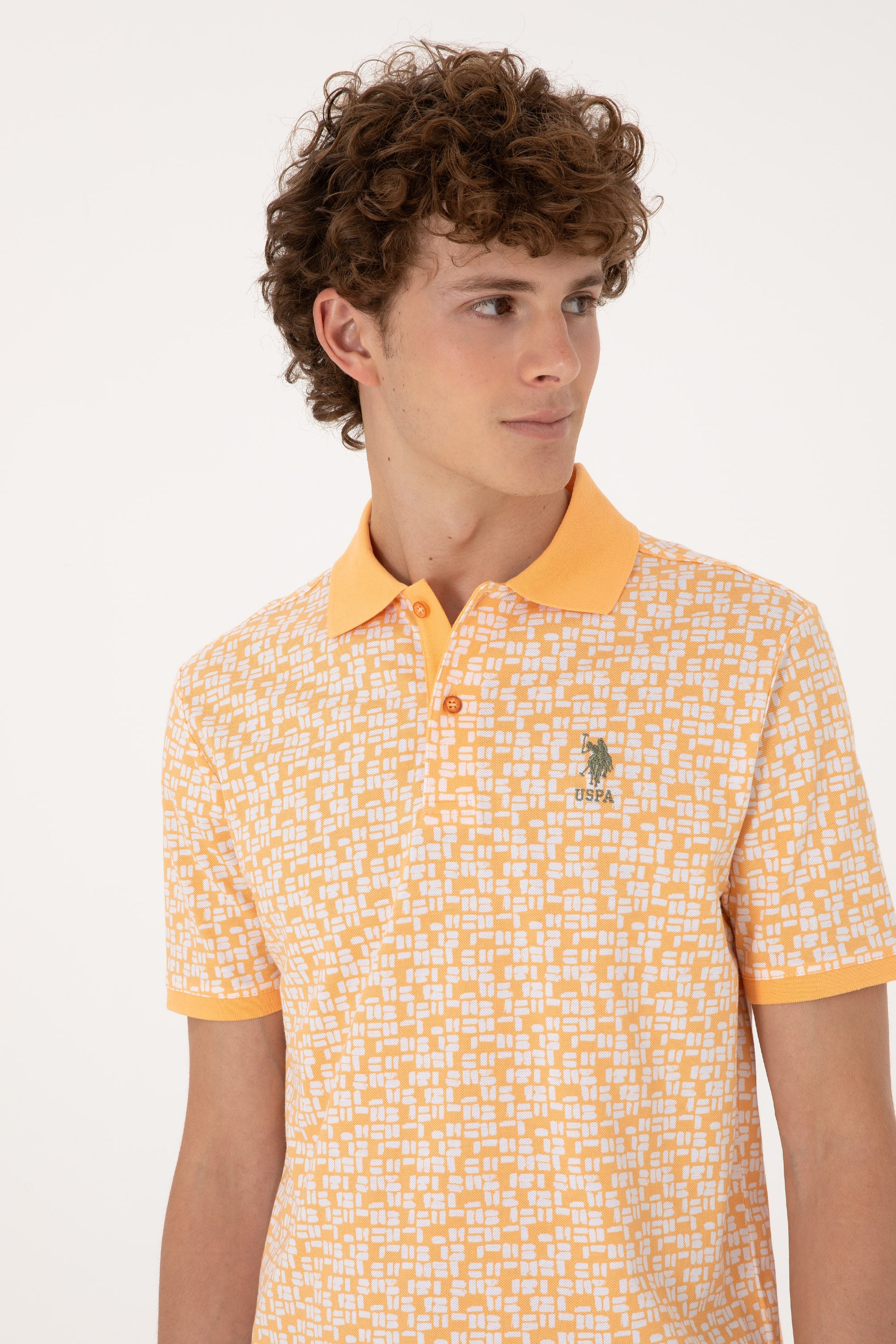 Men's Regular Fit Polo Neck Orange T-Shirt