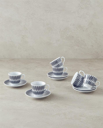 Dolly Porcelain Coffee Cup Set 12 Pieces 6 Seater Black