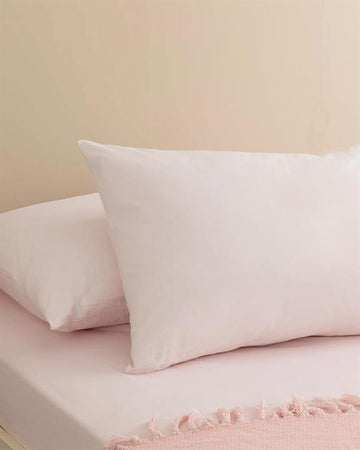 Plain Cotton 2-Piece Pillowcase Powder Pink