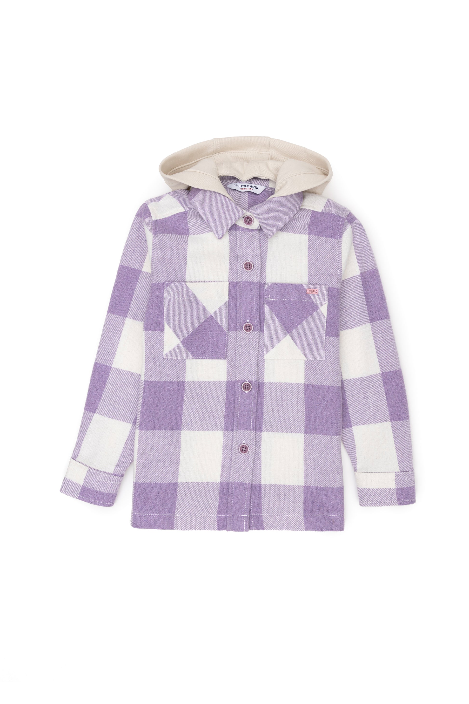 Girls' Lilac Long Sleeve Hooded Shirt