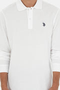 Men's Regular Fit Polo Neck White Basic Sweatshirt