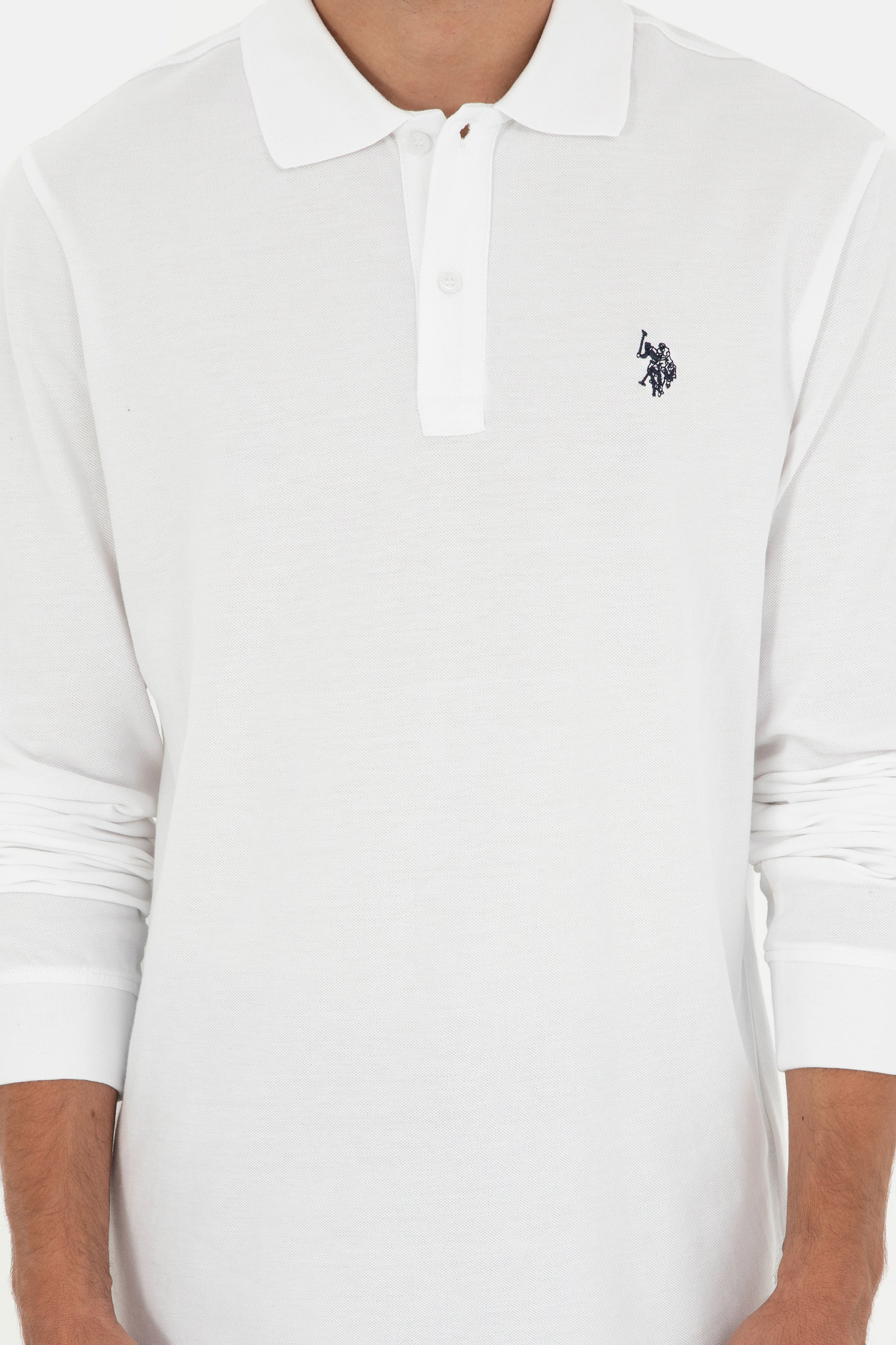 Men's Regular Fit Polo Neck White Basic Sweatshirt