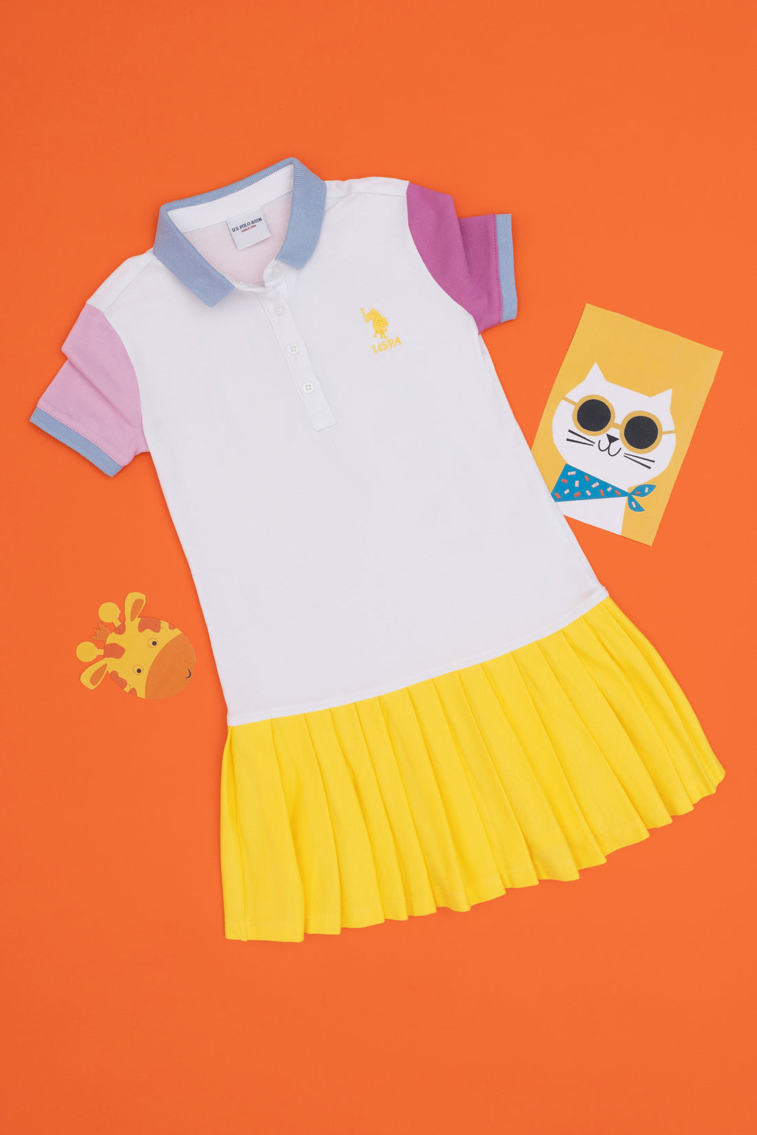 Girls' White Polo Neck Knitted Dress