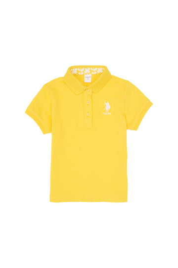 Baby Girl Yellow Polo Neck Basic T-Shirt