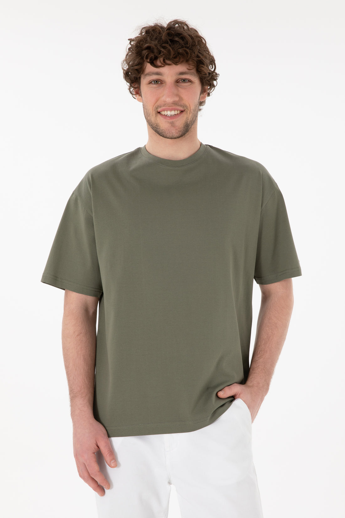 Men's Comfort Fit Crew Neck Mink Mercerized Basic T-Shirt