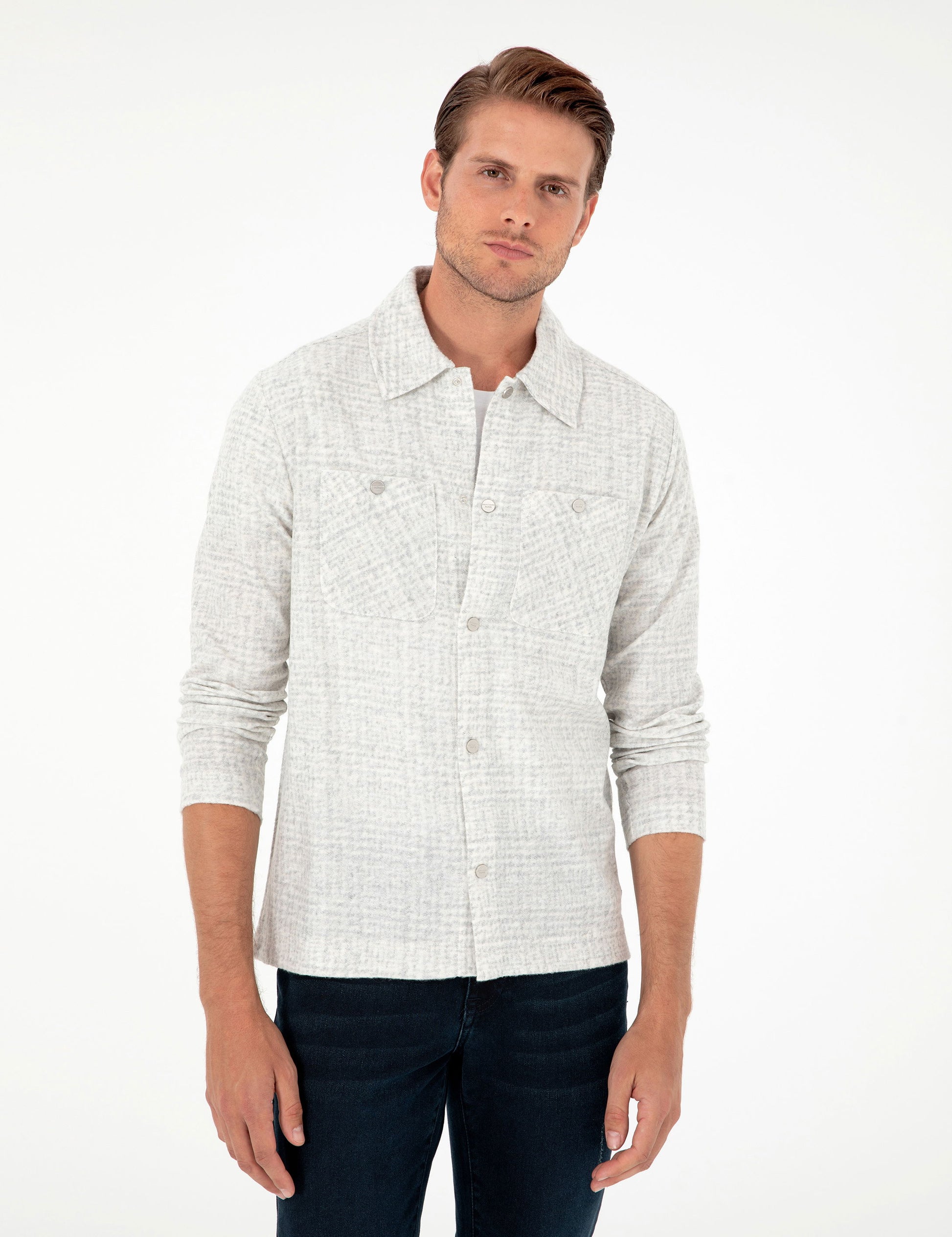 Light Grey Regular Fit Knitted Shirt
