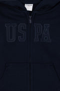 Baby Girl Navy Zipper Basic Sweatshirt