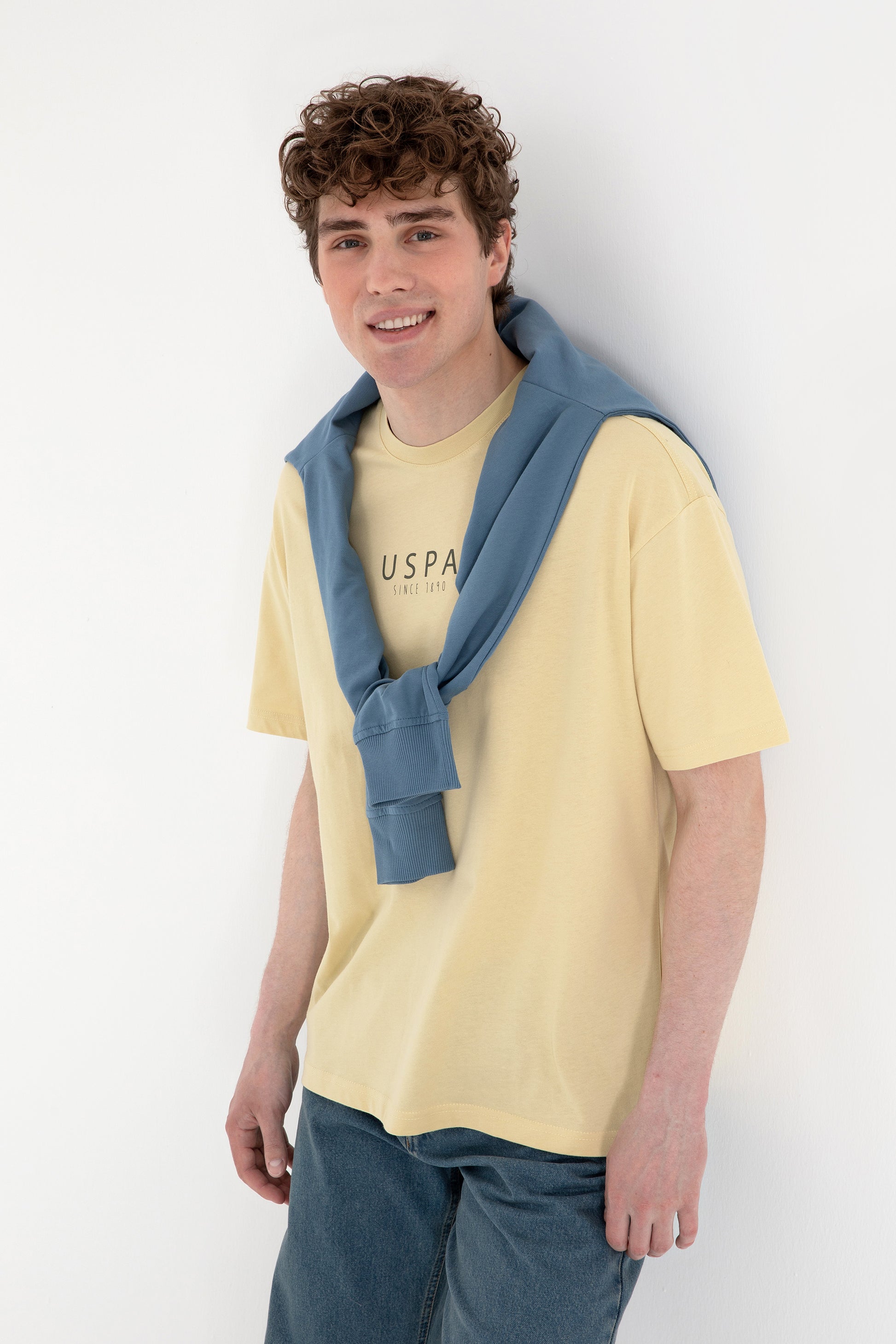 Men's Oversize Fit Crew Neck Light Khaki T-Shirt