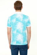 Men's Turquoise Polo Neck T-Shirt