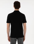 Black Slim Fit No-Fold Polo Neck Basic T-Shirt