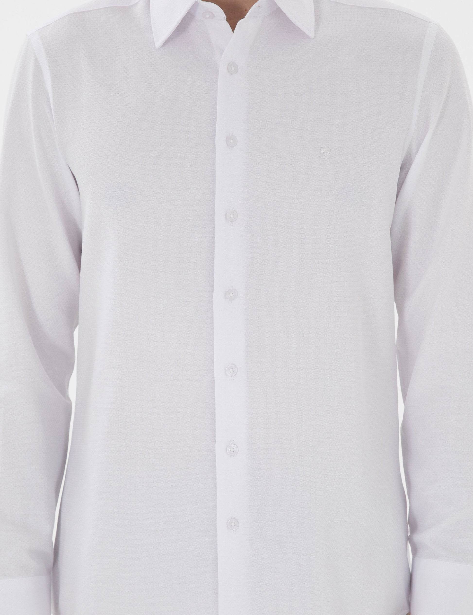 White Italian Collar Ruffle Long Sleeve Shirt