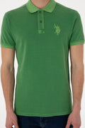 Men's Slim Fit Polo Neck Green Wash Basic T-Shirt